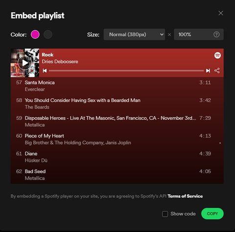 Embed playlist